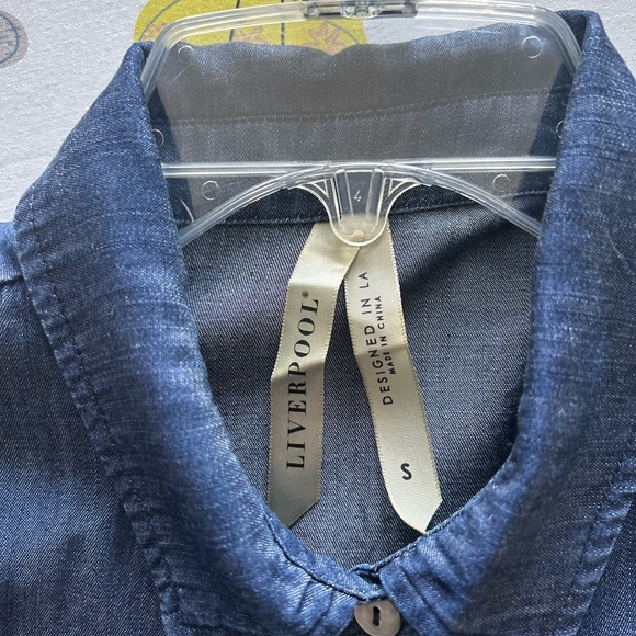 Liverpool denim button down top, S - Picture 4 of 5